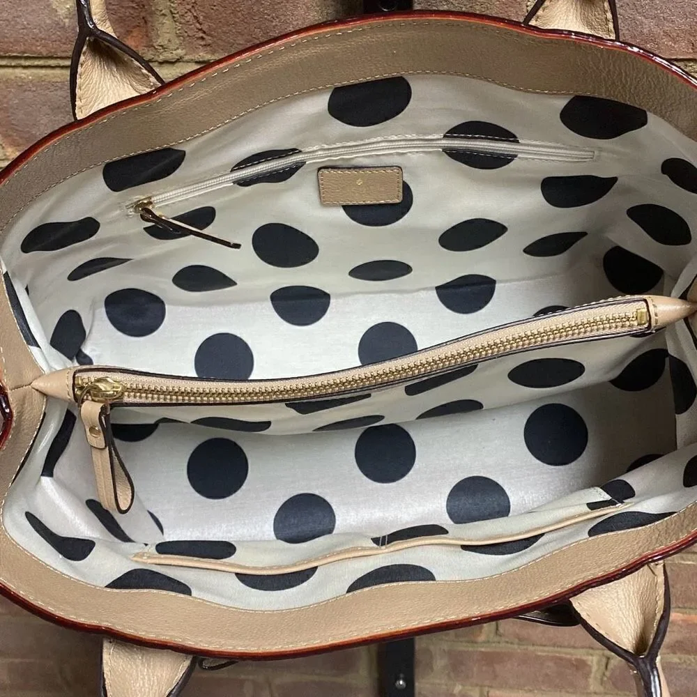 Kate Spade Black & Taupe Leather Elena Shoulder Bag & Wallet/Wristlet